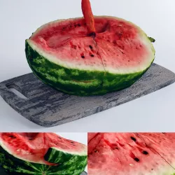 Watermelon Fruit Vegetable Food Scan Model 47K Poly Water Melon 3D model
