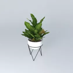 West Elm Iris Planter and Chevron Stand Free 3D model