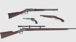 Wild West Weapons Combination Pack - Game Ready Low-poly  3D model