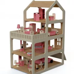 Wooden House for dolls Toy house 3D model 2 3D model
