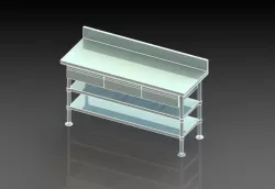 work table 3 drawer with splash adjustable base pan and shelf 3D model