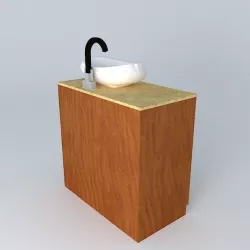 Bacha and wood furniture Free 3D model
