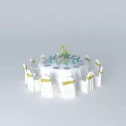 Feast table and chair Free 3D model