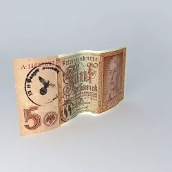 Germany WW2 5 REICHSMARK Recruitment Banknote 1942 Free 3D model