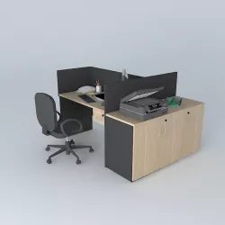 Workstation with printer pool Free 3D model