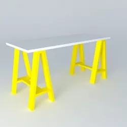 yellow and gray worktable  Free 3D model