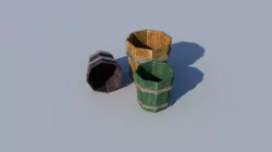 3D Wooden Bucket Models Free low-poly  3D model