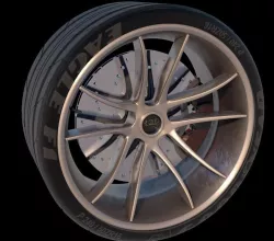 5 Spoke Sports Racing Car Tire and Wheel Free low-poly  3D model