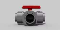 63mm - PVC 3-Way ball valve SC sockets NO - Autodesk Inventor Free 3D model