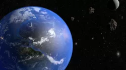 Animated Earth with asteroid and Moon Free 3D model