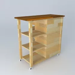 Butcher Block Basic Kitchen Cart Free 3D model