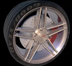 C6 Corvette Wheel and Rim Free low-poly  3D model