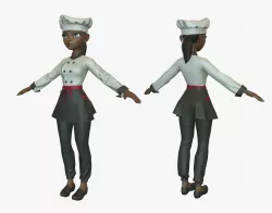 Cartoon Cook Girl 02 Free low-poly  3D model