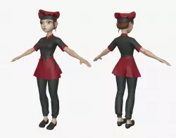 Cartoon Cook Girl 03 Free low-poly  3D model