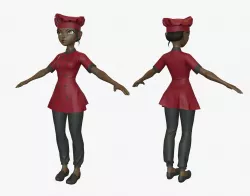 Cartoon Cook Girl 04 Free low-poly  3D model