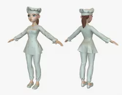 Cartoon Cook Girl Free low-poly  3D model