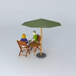 Couple sitting on table Free 3D model