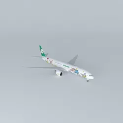 EVA Air  Boeing 777 36N ER B 16722 Shining Star  Sanrio Hello... Free 3D model