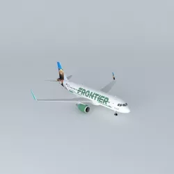 Frontier Airlines Airbus A320 214 New Livery 2014 Sharklets  ... Free 3D model