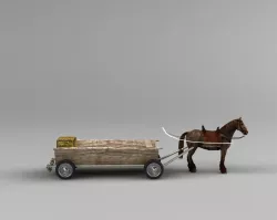 Horse cart Gipsy romanian 3d models Free low-poly  3D model