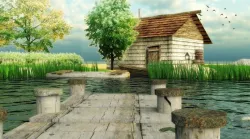 Lake with house Free Free low-poly  3D model