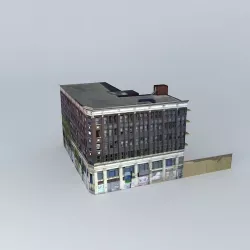 Old Lister Block Building Free 3D model
