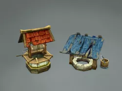 Old Wells - Handpainted Free low-poly  3D model