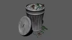 OutDoor Street Bin with Broken Glass - GAME READY Free low-poly  3D model