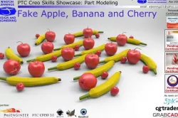 PTC Creo Skills Showcase Fake Apple Banana and Cherry Free 3D model