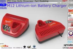 PTC Creo Skills Showcase - Milwaukee M12 Lithium Battery Charger Free 3D model