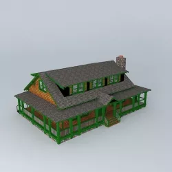Seaside Craftsman Huge Cabin House Free 3D model