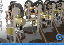 Vertical Stirling Engine Free 3D model
