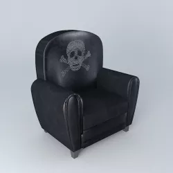 Armchair black leather look skull SPARROW houses the world 3D model