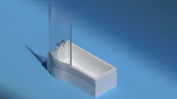 Bathtub with curved shower screen and chrome taps Free 3D model