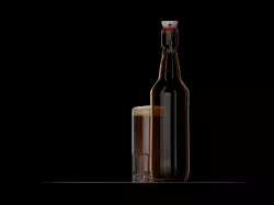 Beer bottle and glass  Free 3D model