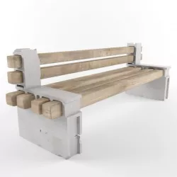 bench with concrete blocks Free 3D model