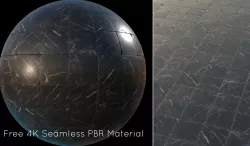 Black marble tiles PBR material  Texture