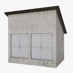 Brick Garage Low Poly Free low-poly  3D model