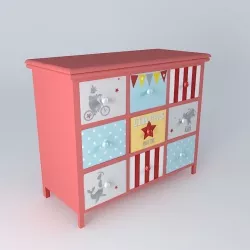 Cabinet drawers CIRCUS child 9 red houses of the world 3D model
