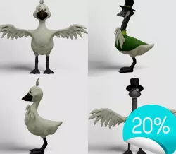 Cartoon goose pack Free low-poly  3D model