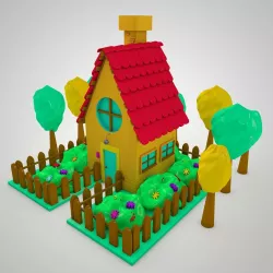 Cartoon House Free low-poly  3D model