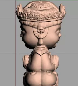 Chinese Sculpture 3D STL Model Double Side Face Little Monk Free 3D model