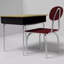 Classroom Chair and Desk Free 3D model