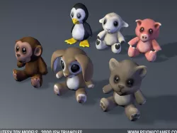 Cute Toy 3D Animal Models x 6 Free low-poly  3D model