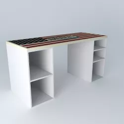 Desktop Tray reversible America DESK red wooden houses in the... 3D model