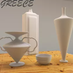 Different jugs and one plate 3D model