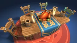 Dinner Table - mediaval furniture set Free low-poly  3D model
