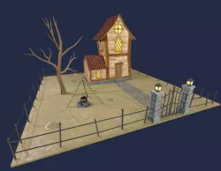 Fantasy House Low Polygon Free low-poly  3D model