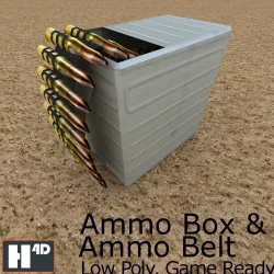 Low Poly Ammo Box and Belt Free low-poly  3D model