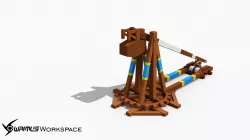 Middle Age Trebuchet 3D Model Free low-poly  3D model